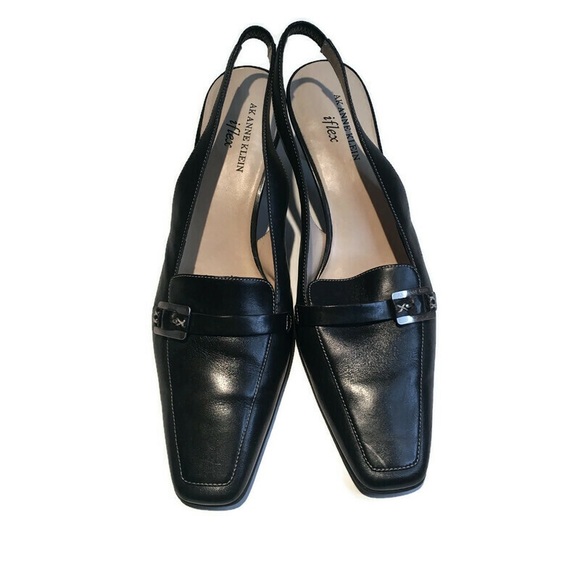 Anne Klein i-flex black leather slingback size 9 - Picture 4 of 7